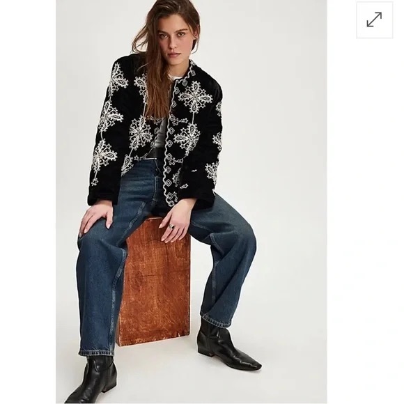 Mia Embroidered Jacket - Black Combo by free people - Picture 2 of 10